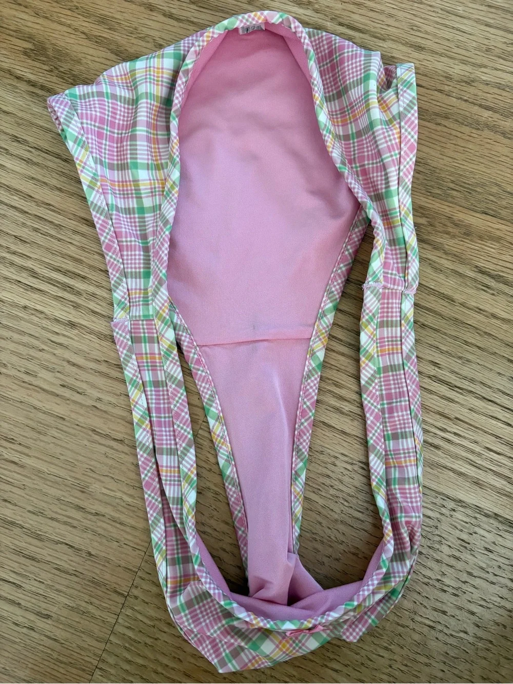 Frankie's Bikinis Pink Plaid Padded Bikini Set